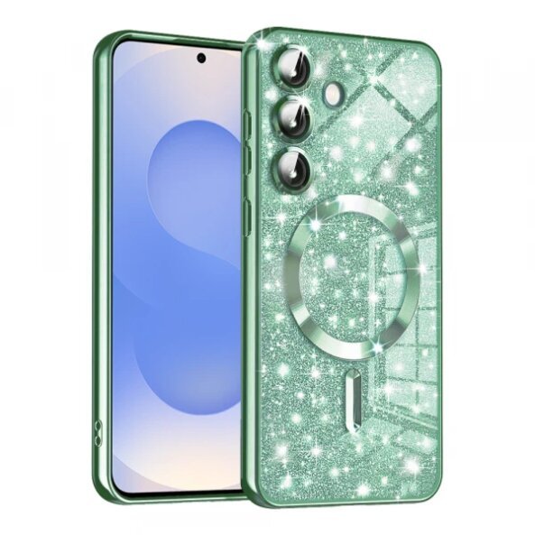 Husa MagSafe pentru Samsung Galaxy S25 S931, Techsuit, Luxury Glitter, Verde Deschis