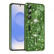Husa MagSafe pentru Samsung Galaxy S25 S931, Techsuit, Luxury Glitter, Verde Inchis