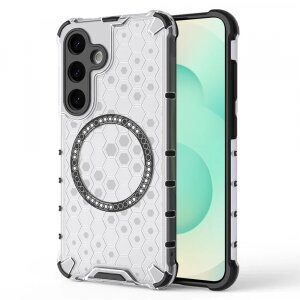 Husa MagSafe pentru Samsung Galaxy S25+ S936, Techsuit, HoneyComb Shield, Alba