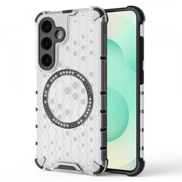 Husa MagSafe pentru Samsung Galaxy S25+ S936, Techsuit, HoneyComb Shield, Alba