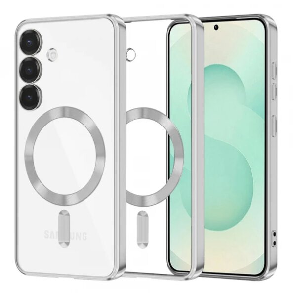 Husa MagSafe pentru Samsung Galaxy S25+ S936, Techsuit, Luxury Crystal, Argintie