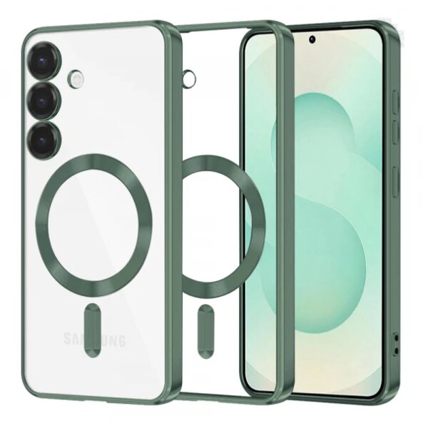 Husa MagSafe pentru Samsung Galaxy S25+ S936, Techsuit, Luxury Crystal, Verde Inchis