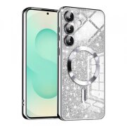 Husa MagSafe pentru Samsung Galaxy S25+ S936, Techsuit, Luxury Glitter, Argintie