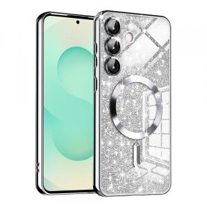 Husa MagSafe pentru Samsung Galaxy S25+ S936, Techsuit, Luxury Glitter, Argintie
