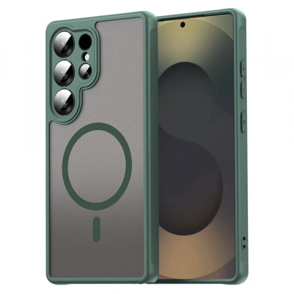 Husa MagSafe pentru Samsung Galaxy S25 Ultra S938, Techsuit, HaloFrost II, Verde