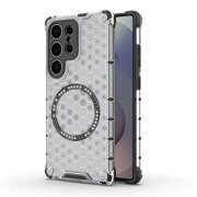 Husa MagSafe pentru Samsung Galaxy S25 Ultra S938, Techsuit, HoneyComb Shield, Alba