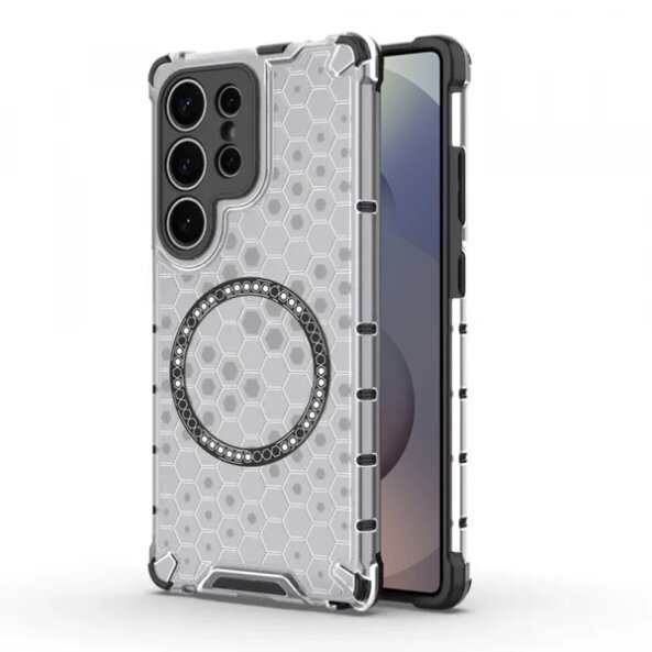 Husa MagSafe pentru Samsung Galaxy S25 Ultra S938, Techsuit, HoneyComb Shield, Alba