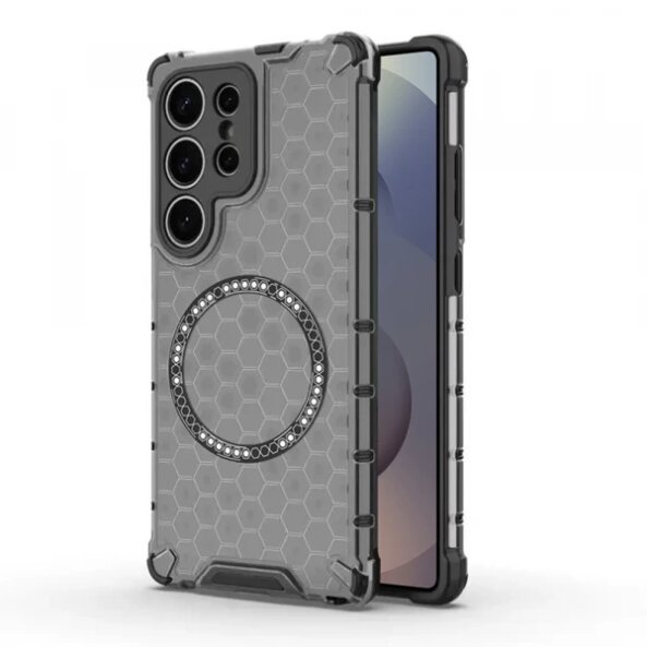 Husa MagSafe pentru Samsung Galaxy S25 Ultra S938, Techsuit, HoneyComb Shield, Neagra