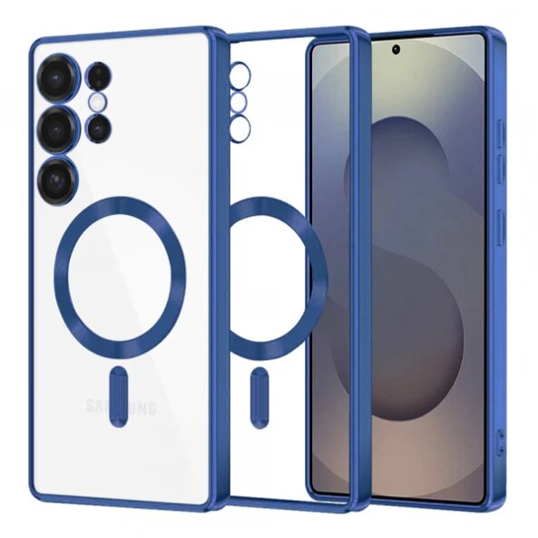 Husa MagSafe pentru Samsung Galaxy S25 Ultra S938, Techsuit, Luxury Crystal, Albastra