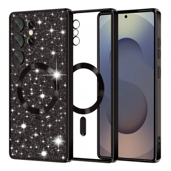 Husa MagSafe pentru Samsung Galaxy S25 Ultra S938, Techsuit, Luxury Glitter, Neagra