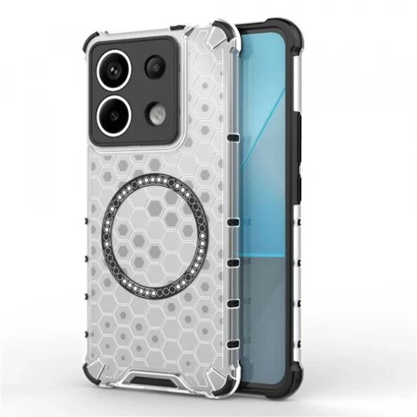 Husa MagSafe pentru Xiaomi Poco X6 / Note 13 Pro 5G, Techsuit, HoneyComb Shield, Alba