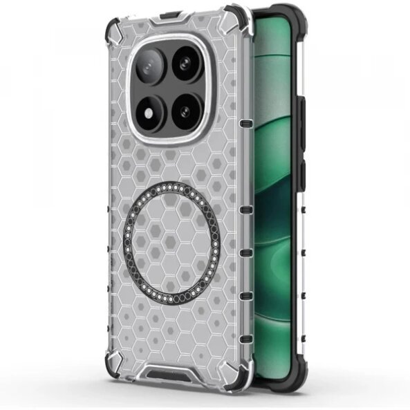 Husa MagSafe pentru Xiaomi Poco X7 / Note 14 Pro 5G, Techsuit, HoneyComb Shield, Alba