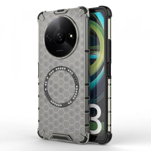 Husa MagSafe pentru Xiaomi Redmi A3x / A3, Techsuit, HoneyComb Shield, Neagra