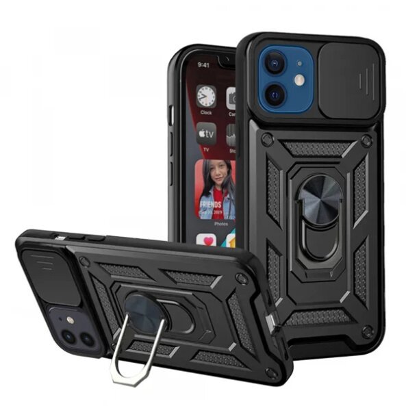 Husa pentru Apple iPhone 12 / 12 Pro, Techsuit, CamShield, Neagra