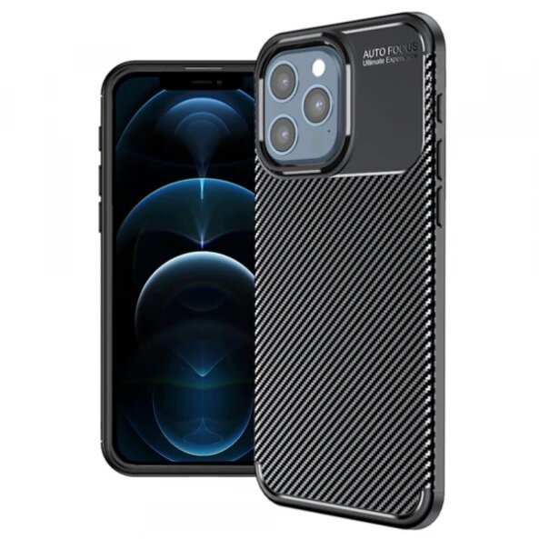 Husa pentru Apple iPhone 12 Pro Max, Techsuit, CarbonFiber, Neagra