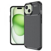 Husa pentru Apple iPhone 15 Plus, Techsuit, CarbonFiber, Neagra