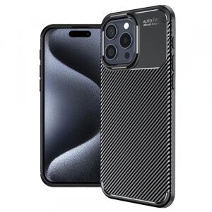 Husa pentru Apple iPhone 15 Pro, Techsuit, CarbonFiber, Neagra