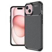 Husa pentru Apple iPhone 15, Techsuit, CarbonFiber, Neagra