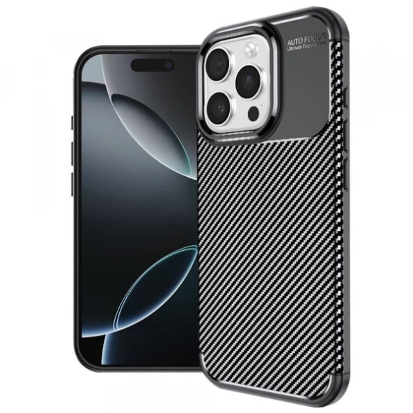 Husa pentru Apple iPhone 16 Pro, Techsuit, CarbonFiber, Neagra