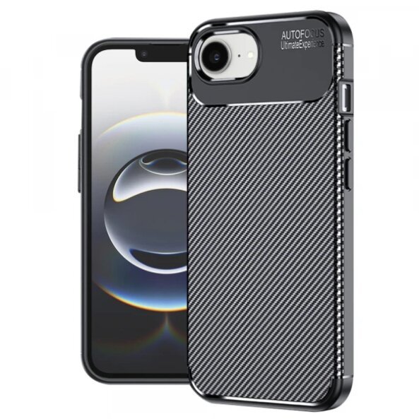 Husa pentru Apple iPhone 16e, Techsuit, CarbonFiber, Neagra