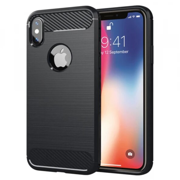 Husa pentru Apple iPhone XS / X, Techsuit, Carbon, Neagra