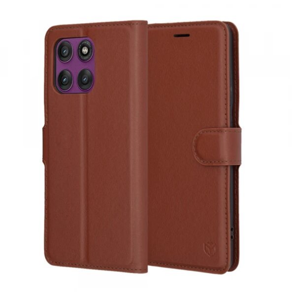Husa pentru Motorola Edge 60 Pro, Techsuit, Leather Folio, Maro