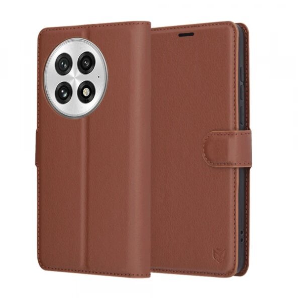Husa pentru OnePlus 13, Techsuit, Leather Folio, Maro
