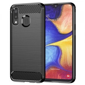 Husa pentru Samsung Galaxy A20e A202, Techsuit, Carbon, Neagra