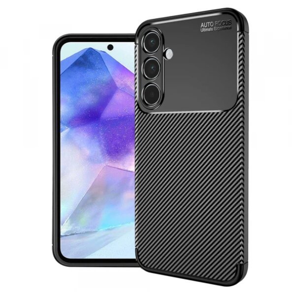 Husa pentru Samsung Galaxy A55 5G A556, Techsuit, CarbonFiber, Neagra