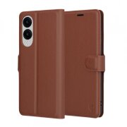 Husa pentru Samsung Galaxy S25 Edge S937, Techsuit, Leather Folio, Maro