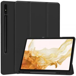 Husa pentru Samsung Galaxy Tab S8+ / Tab S7+, Techsuit, Flex Trifold, Neagra