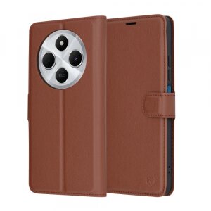 Husa pentru Xiaomi Poco C75 / Redmi 14C, Techsuit, Leather Folio, Maro