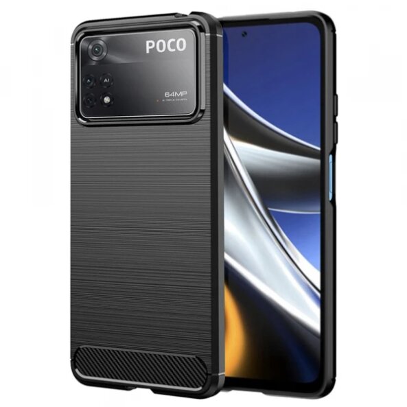 Husa pentru Xiaomi Poco X4 Pro 5G, Techsuit, Carbon, Neagra