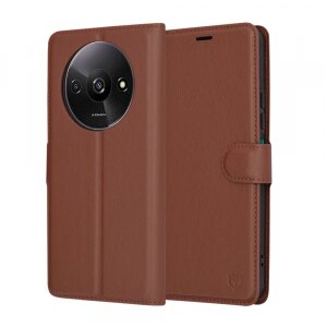 Husa pentru Xiaomi Redmi A3x / A3, Techsuit, Leather Folio, Maro