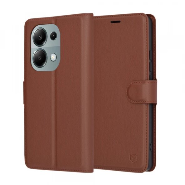 Husa pentru Xiaomi Redmi Note 13 Pro 4G / Poco M6 Pro 4G, Techsuit, Leather Folio, Maro