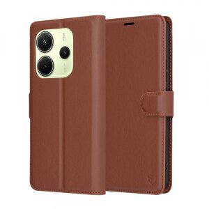 Husa pentru Xiaomi Redmi Note 14 4G (Standard), Techsuit, Leather Folio, Maro