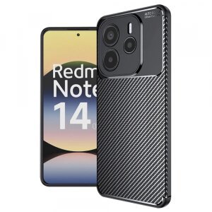 Husa pentru Xiaomi Redmi Note 14 5G, Techsuit, CarbonFiber, Neagra