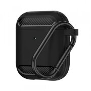 Husa Techsuit Carbon pentru Apple AirPods Gen 2 / Gen 1, Neagra