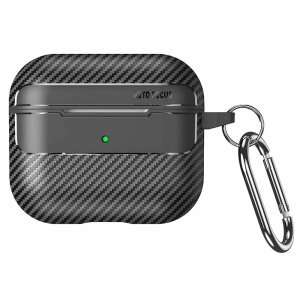 Husa Techsuit CarbonFiber pentru Apple AirPods 3, Neagra