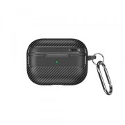 Husa Techsuit CarbonFiber pentru Apple AirPods 4, Neagra