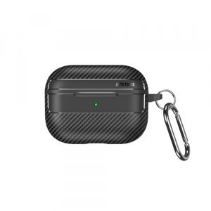 Husa Techsuit CarbonFiber pentru Apple AirPods 4, Neagra