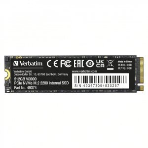 Solid State Drive (SSD) Verbatim VI3000, NVMe M.2 2280, 512GB, PCIe 49374 