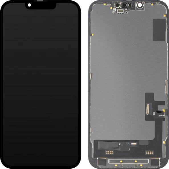 Display cu Touchscreen MP compatibil cu Apple iPhone 14, cu Rama, Versiune Soft OLED IC Movable FHD, Negru 