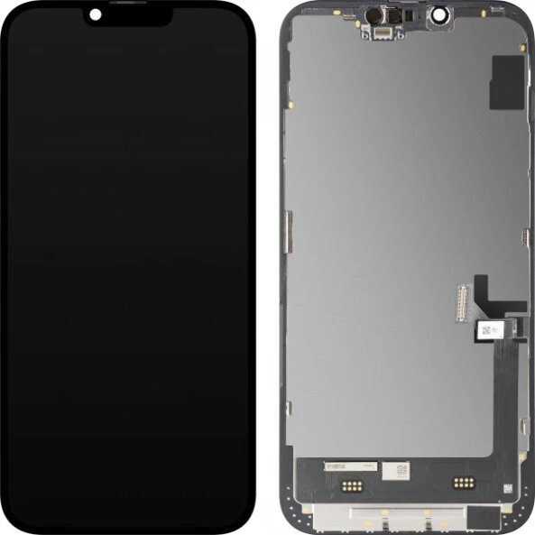 Display cu Touchscreen MP compatibil cu Apple iPhone 14 Plus, cu Rama, Versiune Soft OLED FHD Diagnostic, Negru 