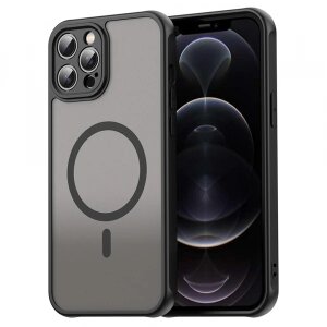 Husa MagSafe pentru Apple iPhone 12 Pro, Techsuit, HaloFrost II, Neagra