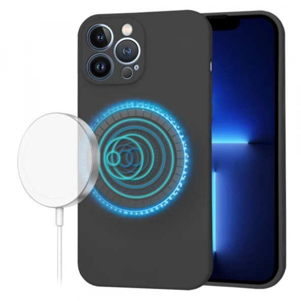 Husa MagSafe pentru Apple iPhone 13 Pro Max, Techsuit, SoftFlex, Neagra