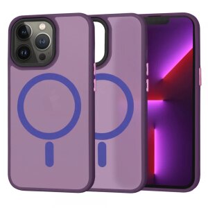 Husa MagSafe pentru Apple iPhone 13 Pro, Techsuit, HaloFrost, Mov Inchis