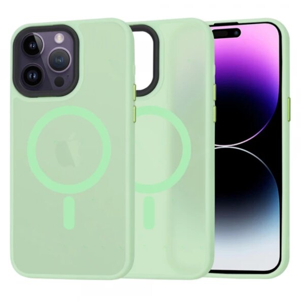 Husa MagSafe pentru Apple iPhone 14 Pro Max, Techsuit, HaloFrost, Verde Deschis