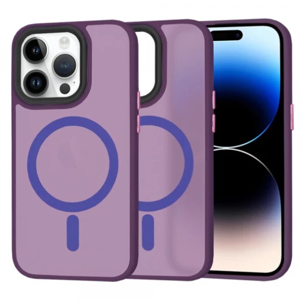 Husa MagSafe pentru Apple iPhone 14 Pro, Techsuit, HaloFrost, Mov Inchis