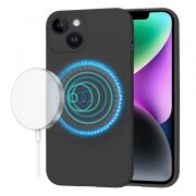 Husa MagSafe pentru Apple iPhone 14, Techsuit, SoftFlex, Neagra